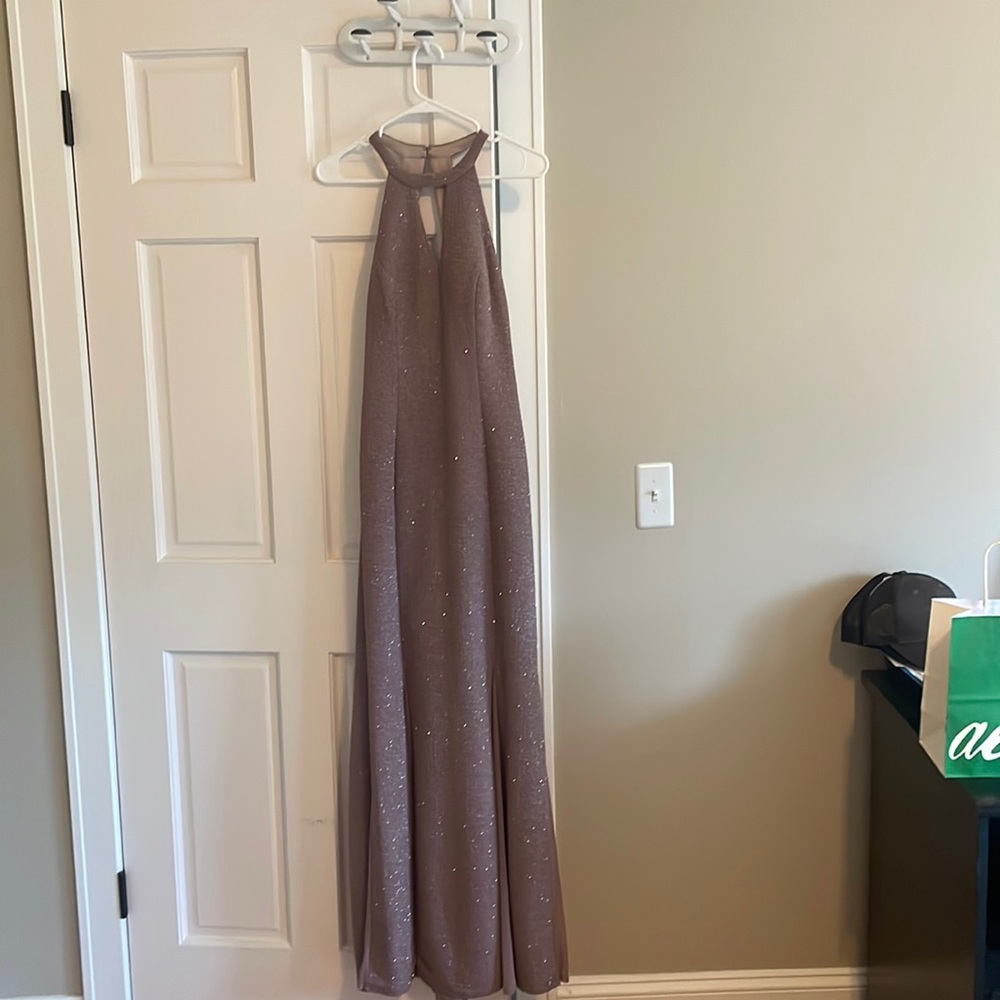 Glitter Knit Dress Formal in Champayne